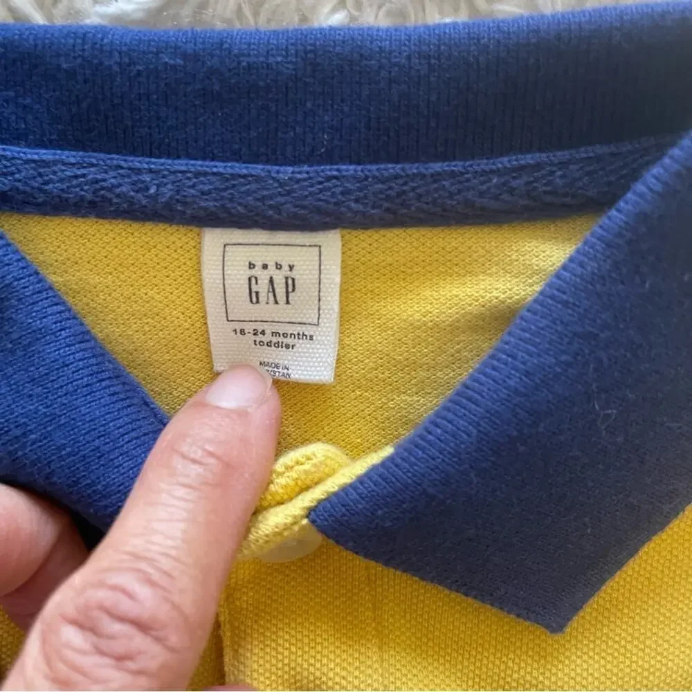 Gap Yellow and Blue Stripe Polo Shirt